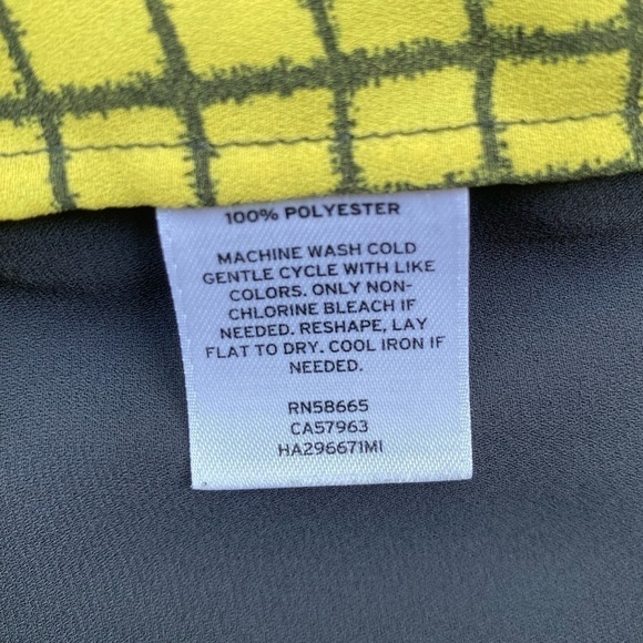 HALOGEN Checked Lime Green and Gray High-Low Tunic Blouse | Size Medium - Picture 12 of 12